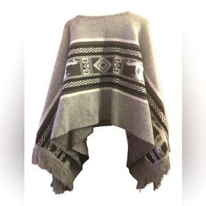 Tejidos Ruminahui Alpaca Wool Unisex Poncho Gray Black White Imported Ecuador